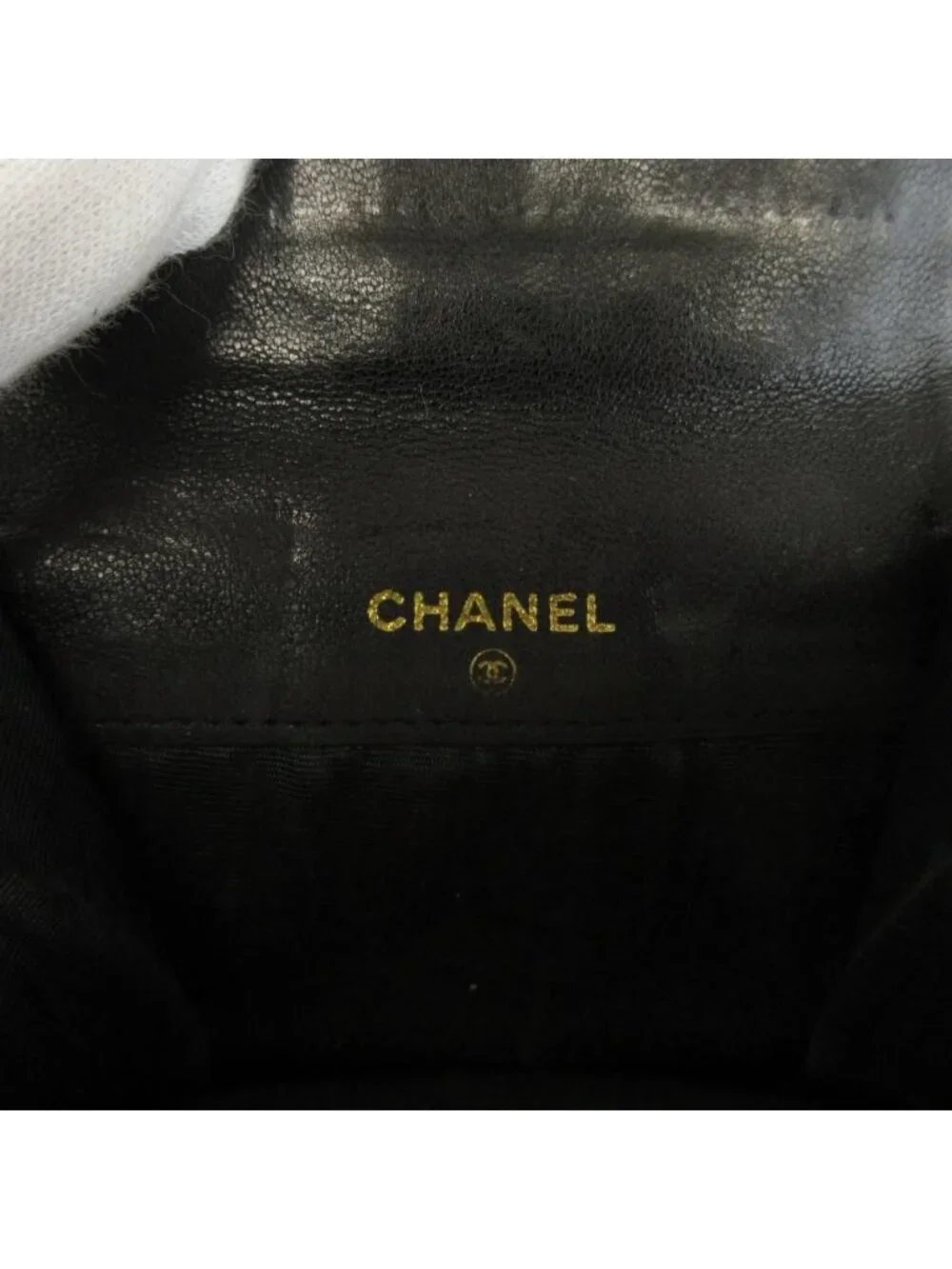 Chanel Vintage Coin Purse Bifold Leather CC Logo Stitch Black